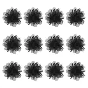 12-Pack Chiffon Flowers 1.97 x 1.97" Fabric Flowers for Craft [Black]