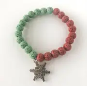 Snowflake Lava Stone Diffuser Bracelet red/green 7.1 inches