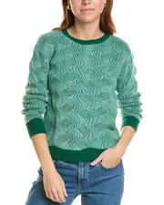 sofiacashmere Two-Tone Brioche Cable Cashmere Sweater Green