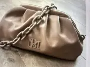 Badgley Mischka Wrapped Frame Clutch Chain Strap Taupe Purse NWT MSRP $129 Vegan