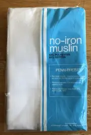 Vintage JC Penney No Iron Muslin Pillow Cases 2 Standard Size Solid White NOS