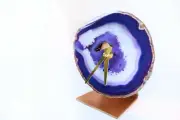 Large Purple Agate Clock 5in, Agate Desk Clock, Boho Modern Desk Clock, Geode