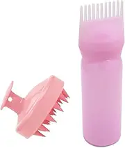 2 Piece Hair Oil Applicator Set, Root Comb Applicator Bottles and Hair Massage Brush, Hair Dye Brush Bottle Root Comb Applicator Hair Dye Comb and Head Massage Brush Hair Oil Applicator Bottle