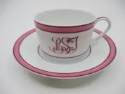 RAYNAUD TROPIC PINK CUP & SAUCER - Monogram - 2 1/4" 0509D