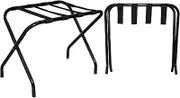 Harbour Housewares Folding Metal Luggage Racks - Black - Pack of 2 - Portable Folding Single Tier Home Bedroom Suitcase Foldable Suit Case Holder Travel Chest Storage Stand