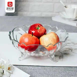 水果盤 幹果盤 大號水晶玻璃水果盤家用果斗簡約歐式糖果盤現代客廳創意水果盤子 coco