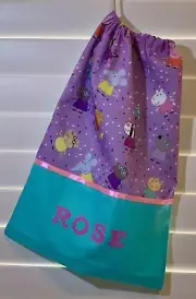 Childs Personalised Library Bag / Book Bag - Peppa Pig -