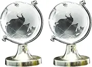 Mellisso 2X Crystal Glass Frosted World Globe Stand Paperweight Home Desk Wedding Decorate