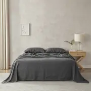 Natural Home Flax Linen Sheet Set Charcoal - Single Bed