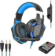 Voice Changer Gaming Headset for Phone/PS4/Xbox/Switch/IPad/Computer/Kids, Over-Ear Headphones with Volume Control LED Light Cool Style Stereo for PS4,PC,Xbox One (blue)