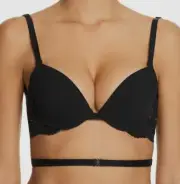 $145 Simone Perele Women's Black Lace Eden Backless Convertible Bra Size 2/Small