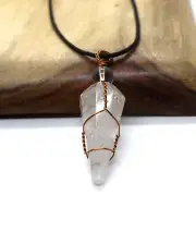 CLEAR QUARTZ CONE CRYSTAL PENDANT REIKI ENERGY POINT CHARGED CRYSTAL NECKLACE