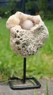 Pink Amethyst Geode Crystal On Stand home, office or outdoor decoration A+ 450g