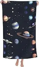 Planet Stars and Milky Way Galaxy Print Oversized Vibrant Adult Beach Towel 32 x 52 in Soft Lightweight Quick Dry Towel