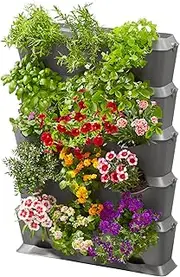 Gardena NatureUp! Tall Vertical Kit with Micro-Irrigation : Vertical Planters for Adding Greenery to Balcony/terraces/patios, Fits 15 Plants (13151-20), Grey, 66.5 x 25.5 x 37.4 cm