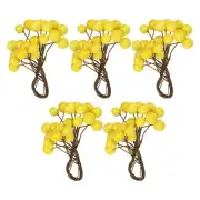 50 Pcs 12mm Artificial Berry Artificial Holly Berry with Wire Stems Light Yellow