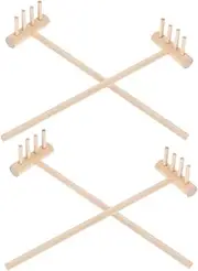 4pcs Mini Wood Rake Sand Rake Table Mini Rakes Sand Tools Miniature Garden Tools Mini Sand Table Rake Mini Rake Crafts Sandbox Mini Sand Tray Rake Garden Tiny Rake Khaki