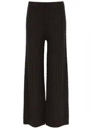 Totême Cable-knit Wool and Cashmere-blend Trousers - Dark Brown - S (UK8-10 / S) S (UK8-10 / S)