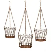 3pc Hanging Basket 24/29/33cm Metal Plant Holder Garden Patio Home Decor Sue