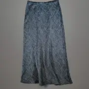 EILEEN FISHER Skirt Womens Small Gray Linen Cotton Textured Pull On Flare Midi