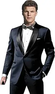 [III-Fashions] Mens Skyfall Party Wear James Daniel Craig 2 Piece Midnight Blue Tuxedo Suit