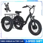 3 Wheel Electric Tricycle Adults 1500W 48V Battery Cargo Golf eBike with Basket