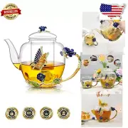 Stunning 1300ml Blue Rose Teapot with Removable Infuser - Ideal for Entertaining