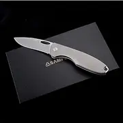 SAMFUNG Folding Pocket Knife, 3 inch D2 Steel Blade and Titanium Handle, EDC Knife for Gift (Titanium - Sandblasting Handle)