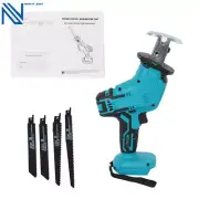 Cordless Electric Reciprocating Saw w/ 4x Blades Wood Cutting For Battery
