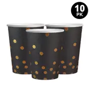 Classic Balck Gold Dots Theme 250ml 9 OZ Paper Cups 10PK - Kids Birthday Party Tableware