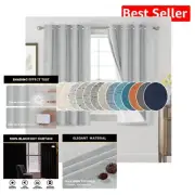 Room Darkening Faux Textured Linen Blackout Curtains - 54" x 52" Glacier Grey