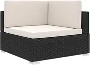 vidaXL Durable Poly Rattan Sectional Corner Chair with Polyester Cushions - Flexible Configurations, Weather-Resistant, Easy to Clean - Lightweight for Outdoor Use - Black and Cream White