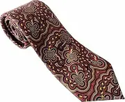 [Generic] Aboriginal Tie - 100% Silk - On Walkabout Ochre - Aboriginal Art, Australia - Men's Tie, Suit Tie, Souvenir, Gift, Indigenous