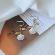 Rose Drop Earring 1 Pair - Silver Pin Hook Earring - One Size