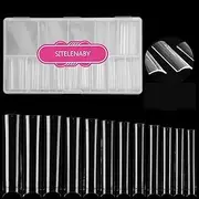 SITELENABY No C Curve 3XL Square Nail Tips-Clear Acrylic Nails Square Shape Nail Tips 360 pcs Flattened Half Cover False Nails for Nail Salons and DIY French ABS Nail Art Tips 12 Size
