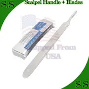 1 STAINLESS STEEL SCALPEL KNIFE HANDLE #3 + 5 pcs STERILE SURGICAL BLADES #11