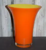 Crate and Barrel Mid Century Style Glass Vase Orange Fresh Made Poland 8.5” NWT