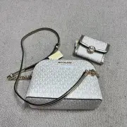Michael Kors Jet Set Medium Dome Crossbody Gold Matching Wallet NWT