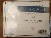 Percale No-Iron King Fitted Sheet from K-Mart 03/94 Sealed/White
