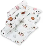 LollyBanks Muslin Swaddle Blanket | 100% Cotton |New Borns and Infants Blanket | Large 47 x 47 inches for Boys & Girls | Light Weight and Breathable | Pig, Cow & Barn Farm Print