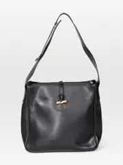 Black Leather Roseau Shoulder Bag