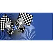 Pistons Checkered Flags OffSet Novelty Aluminum Key Chain KC-2350