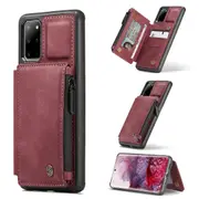 CaseMe Shockproof Samsung Galaxy S20+ Plus Leather Case Cover Wallet [Wine]