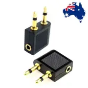AU 2 PCS Airplane Headphone Audio Adapter Jack Plug Flight Connector Tavel