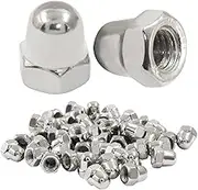 50PCS M5-0.8mm Acorn Cap Nuts, Stainless Steel Hex Cap Dome Head Nuts Locknuts, Bright Finish