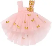 [IBAKOM] Baby Toddler Girl Tulle Tutu Dress Butterfly Flower Girl Wedding Formal Birthday Outfits Cake Smash Dresses