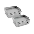 2 Pcs Electric Stainless Steel Ribbed Griddle Commercial Grill