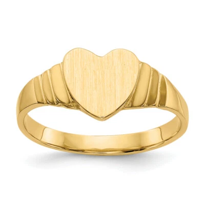 10K Yellow Gold Heart Love Custom Engraved Signet Ring Handmade Personalized ...