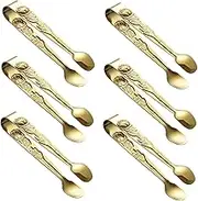 6pcs Mini Sugar Tongs Elegant Food Serving Clips with Pattern for Appetizers Desserts Ice Cubes for Tea Parties and Buffets