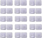 Double Side Adhesive Hooks, 30 Pcs Wall Adhesive Hooks Wall Hooks 15lbs Max Heavy Duty Sticky Hooks Clear Adhesive Hooks Waterproof Utility Hooks for Bathroom, Kitchen, Picture Hanging Hook